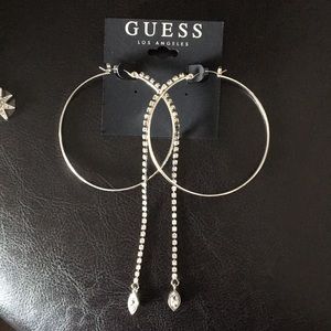 Unique Guess Crystal Hoops & Waterfall Earrings
